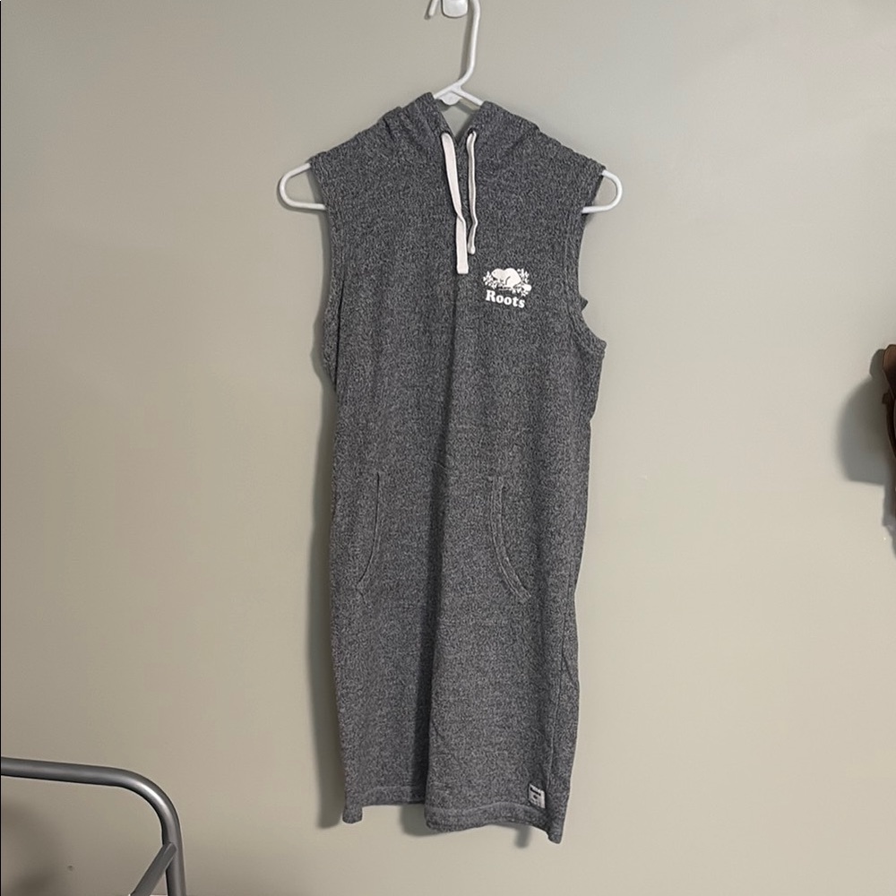 Roots Gray Sleeveless Hoodie Dress
